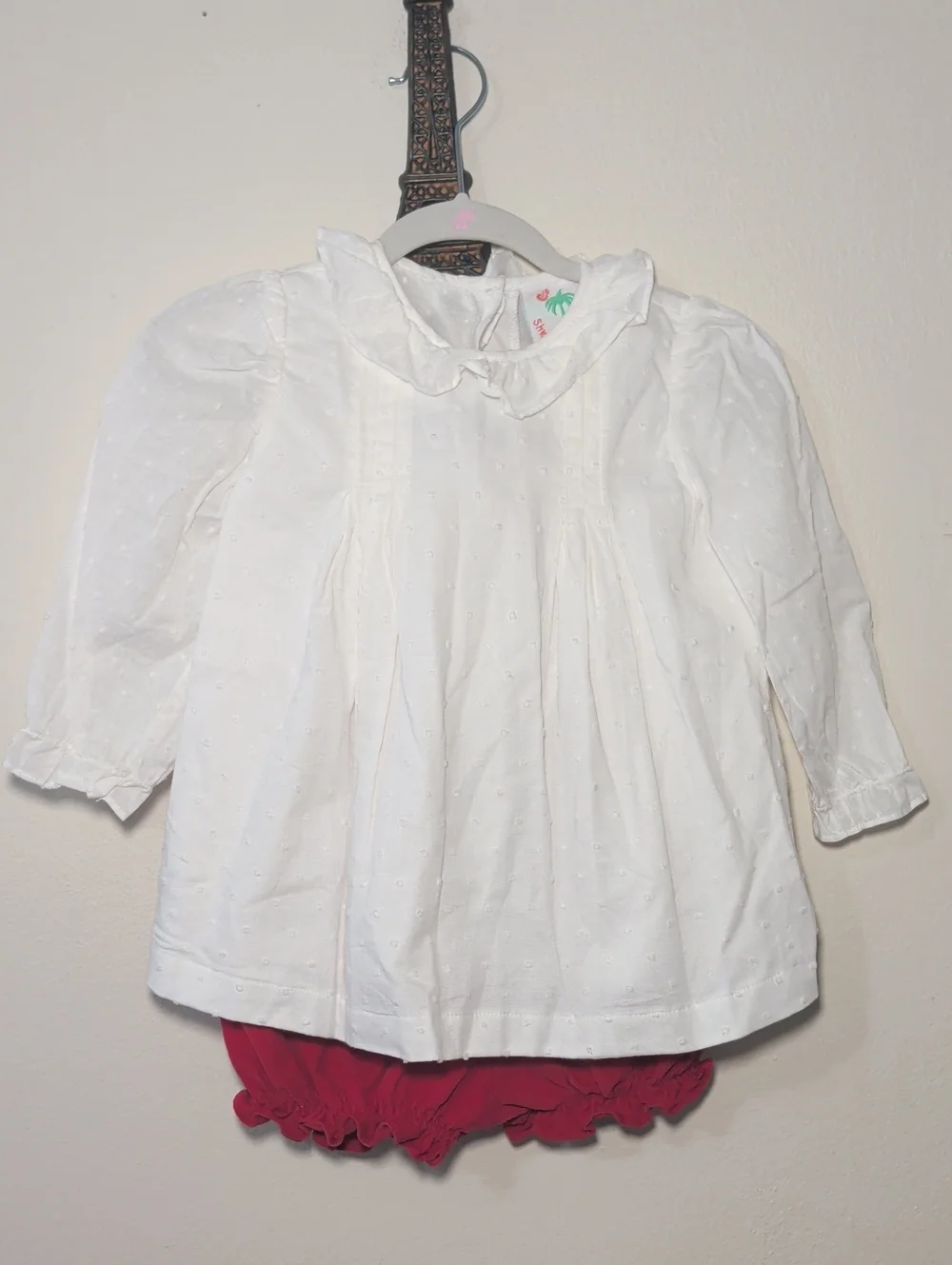 Shrimp & Grits Kids 100% Cotton Set White Button Down Red Corduroy Shorts 2T